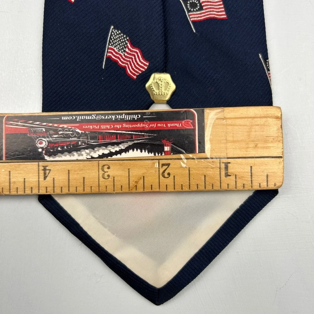 Vintage Magee Mens Bicentennial Tie Navy Blue American Flag 1776 1976‎ 150Years
